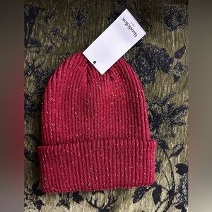 Goodfellow & Co Red Ribbed Knit Cuffed Beanie with Flecking